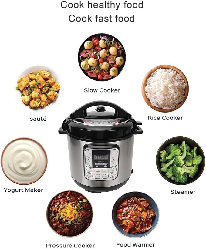 16 in 1 Multi Cooker, Dishwasher Stainless steel Pressure Cooker for Slow Cooker Rice Cooker Steam Pot Food Warmer (US Plug 110V)