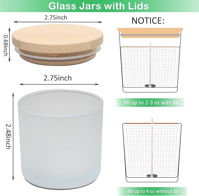 MILIVIXAY 20 Pack 4 OZ Frosted White Glass Candle Jars with Lids and Candle Making Kits - Bulk Small Empty Candle Jars for Making Candles - Spice, Powder Containers.