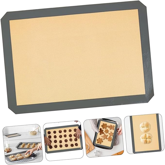 4pcs Heat Resistant Silicone Baking Mats Fiberglass, Non-stick Reusable Baking Pads for Home Bakery, Medium 42x29.5cm Small 30x21cm, Coffee Bottom, Food Safe Oven Liners