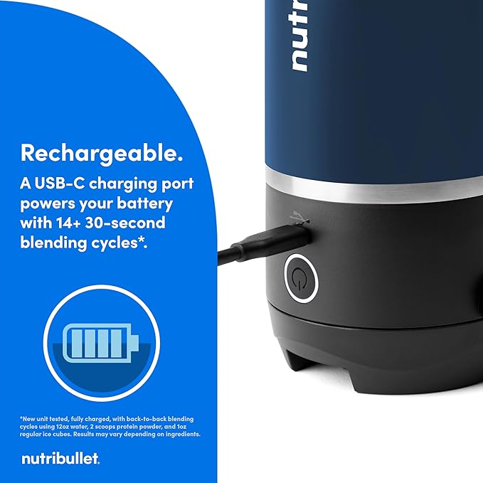 nutribullet Flip Portable Blender with Insulated Cup, Cordless, Matte Indigo, NBPB50350IND