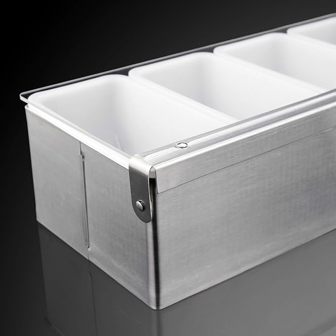 New Star Foodservice 48032 Stainless Steel Condiment Dispenser with 5 Compartments (No Ice Tray)