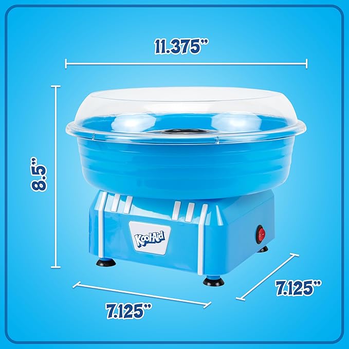 Kool-Aid Cotton Candy Machine - Fun Cotton Candy Machine for Kids with 2 Reusable Cones, 1 Sugar Scoop, and 1 Extractor Head – Blue