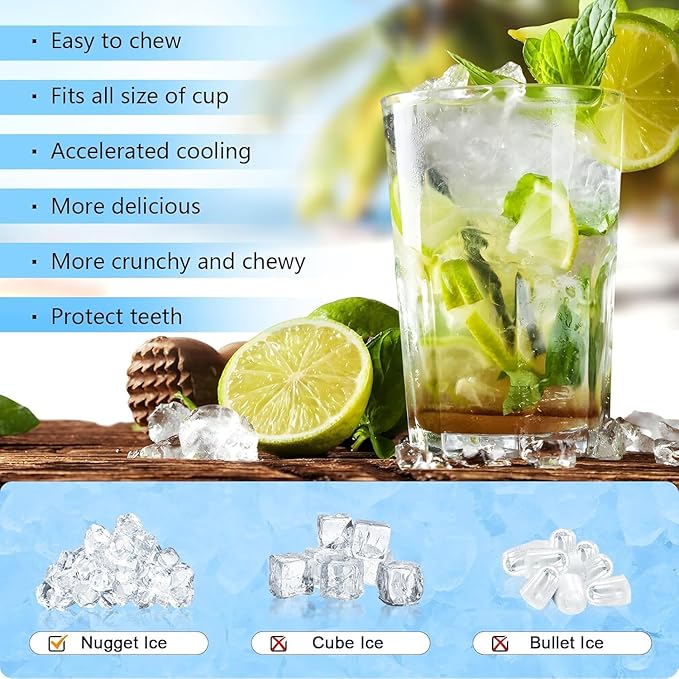 Antarctic Star Nugget Ice Maker Countertop,Ready in 6 Mins, 36Lbs Every 24H, Self-Cleaning, One Button Operation,for Home/Kitchen/Camping/RV. (Black)