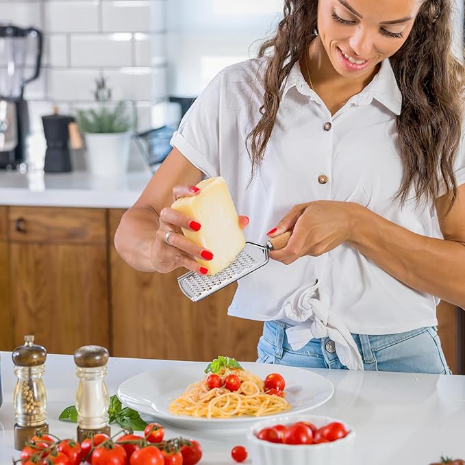 Ciieeo Cheese Grater Vegetable Zester Vegetable Cutter Slicer Professional Grater Handheld Grater Flat Grater Potato Peelers Vegetable Slicing Tools Stainless Steel Salad To Rotate Wooden