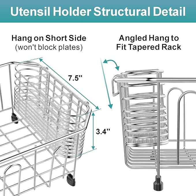 GSlife Mini in Sink Dish Drying Rack - Stainless Steel Small Dish Drainer for RV Kitchen Apartment Sink, 9.5" W x 13.4" L