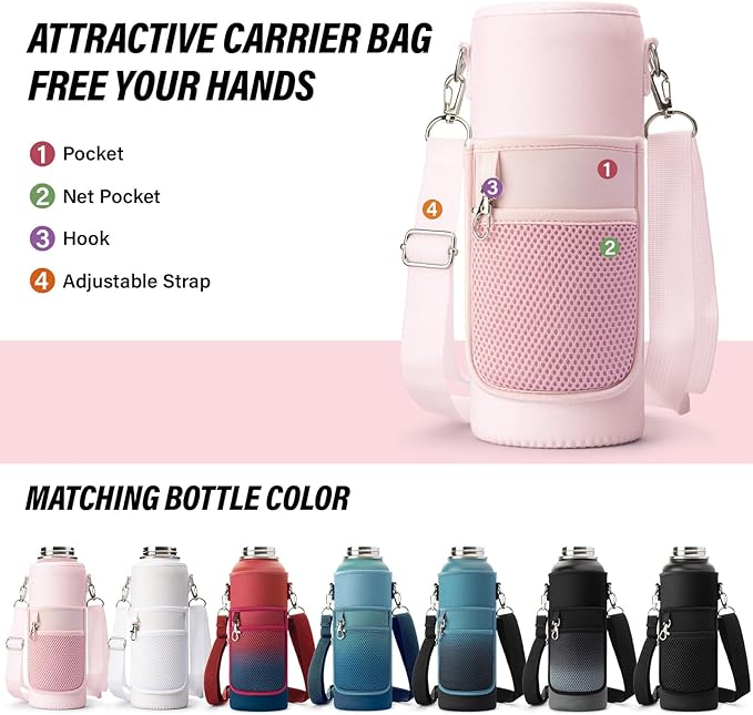 DYSANKY National Parks Water Bottle – 40 oz Insulated Stainless Steel Bottle with 63 Hand-Drawn Park Stickers, Carrier Bag, Strap & Gift Box – BPA-Free – Ideal for Hiking, Camping & Travel