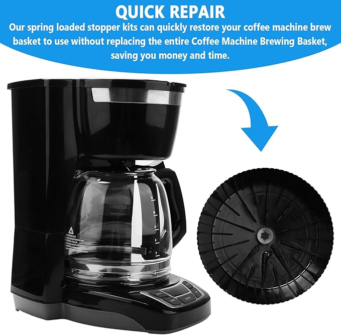 Coffee Machine Brewing Basket Bottom Spring Loaded Stopper Kits Fits For Black+Decker Mr. Coffee Hamilton Parts Number 990117900 990237500 Coffee Machine Accessory 2 Pack