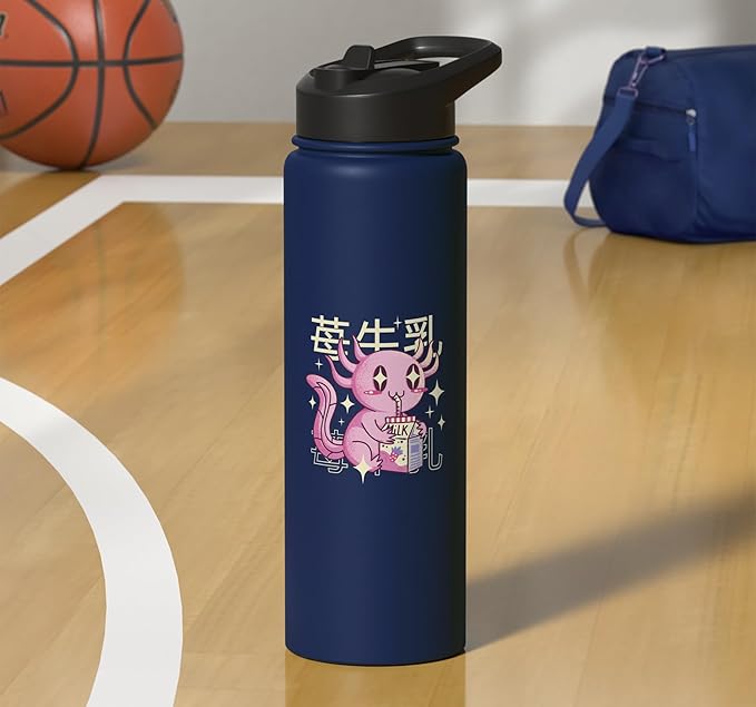 Cute Sea Creature Drinking Milk Japanese Art Kawaii Stainless Steel Insulated Water Bottle