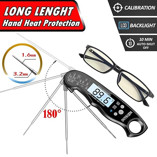 Instant Read Digital Meat Thermometer (2 Pack) Waterproof Kitchen Cooking Food Thermometer with Probe Backlight & Calibration,Best Quick Grill Meat Probe for Grilling BBQ Smoker Chefs