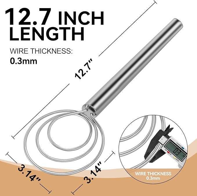 Danish Dough Whisk Stainless Steel Hook Dutch Baking Tool Bread Sourdough Mixer for Pizza Pastry Cake Batter Making