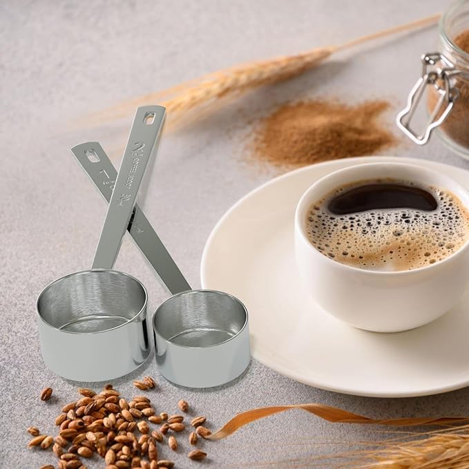LEIFENY 2PCS 2 Tablespoon Coffee Scoop, Long Handle Measuring Spoon, Two tbsp (30ml, 1/8cup) Stainless Steel Scooper