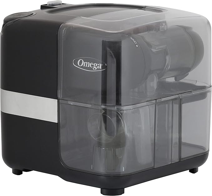 Omega Juicer Cold Press 365 Slow Masticating Vegetable and Fruit Juice Extractor and Nutrition System Makes Nut Milks Baby Food and Sorbets, 80-RPM Slow Juicer with On-Board Storage, 200-Watts, Black