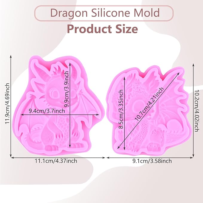 Dragon Fondant Molds Dragon Silicone Candy Mold For Cake Decoration Cupcake Topper Candy Polymer Clay Chocolate Gum Paste Set Of 2