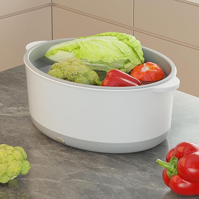Fruit and Vegetable Washing Machine, Fruit Cleaner Device That Cleans Fresh Produce in Water, Fruit and Vegetable Cleaner, Fruit and Veggie Purifier (Second Generation White)