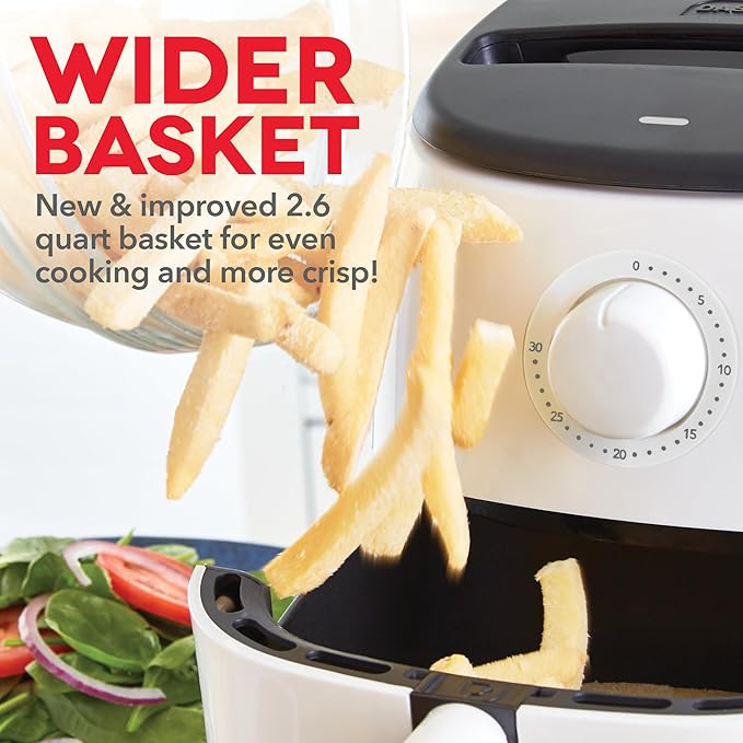 Dash Tasti-Crisp Express Air Fryer - Mini Air Fryer For Crispy Snacks, Frozen Foods and Oil-Free Cooking - Nonstick Basket - White, 2.6-Quart