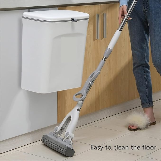 Hanging Trash Can, Kitchen Garbage Bin Waste Bins, Kitchen Slide Lid Trash Can Wall-Mounted Household Hole-Free Storage Bucket Wall Cabinet Door Large Box with A Lid