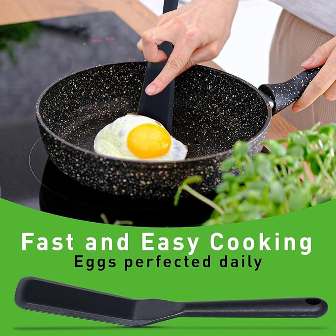 Eggssentials Pack of 2, Egg Spatula - Non-Stick, High Heat Resistant Kitchen Tools for Panckes, Eggs, Baking, Cooking, and Mixing - Black Egg Spatula