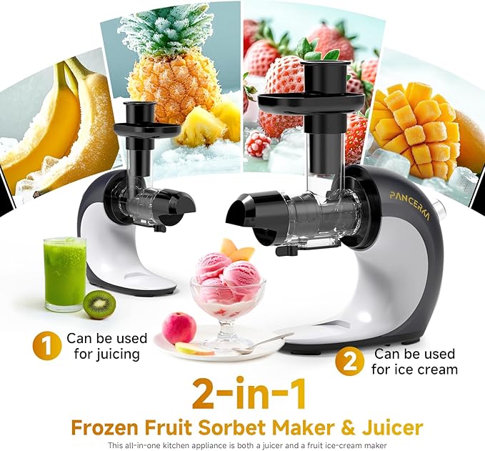 Frozen Fruit Sorbet Maker - Soft Ice Cream Maker for Healthy Vegetarian and Dairy Free Snacks, Easy to Clean