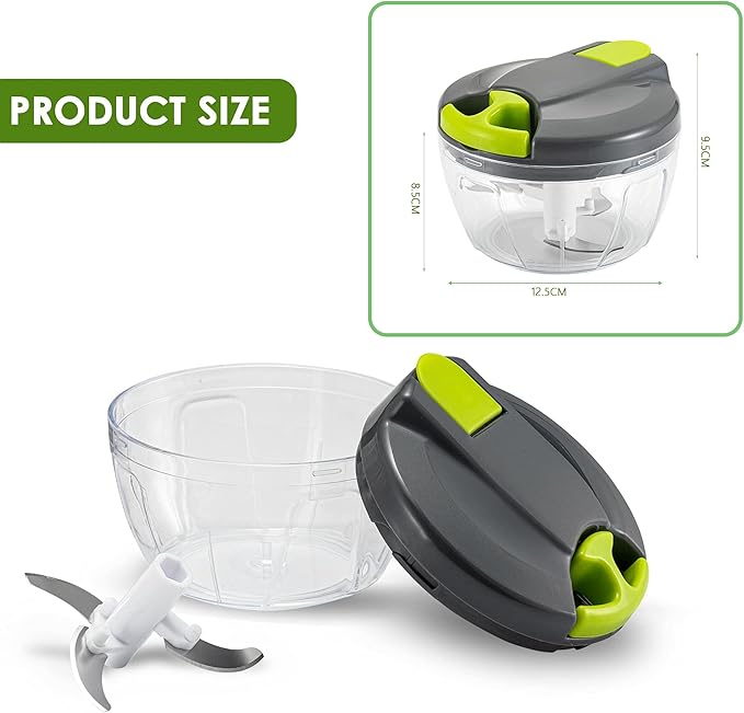 Multi-Function Manual Food Chopper & Processors with Handle and Cover,Vegetable Chopper Shredder,Garlic Press,Suitable for Onions Garlic Peppers Carrots Gingers Fruits,Ideal Gift for Kitchen(Green)