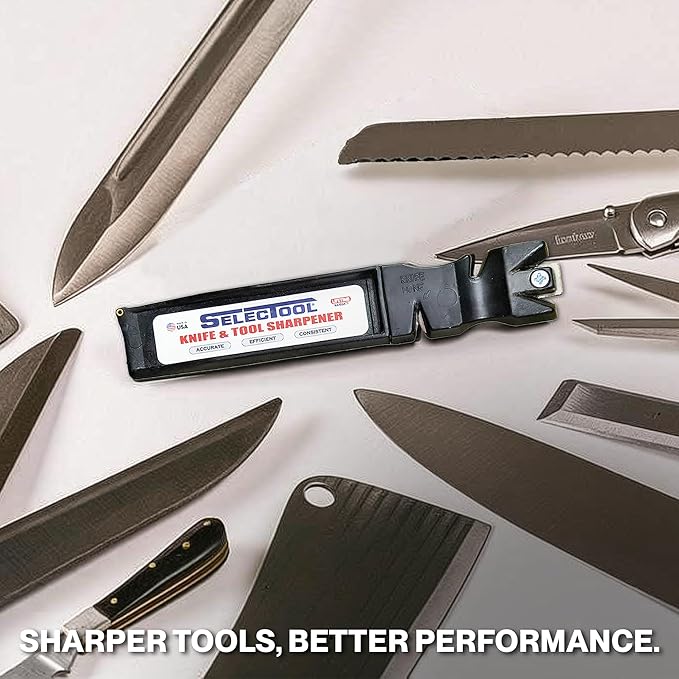 Selectool Tool and Knife Sharpener MultiTool Blade Sharpener for Kitchen Knives, Pocket Knife, Tools, Scissors, Axes & More, EDC Gadgets for Outdoor Hunting and Fishing, Effortless, Made in USA, 1 pc