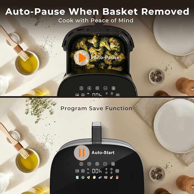 Air Fryer 8 in 1, XL 8.5 QT Large Airfryer with View Windows,MAX 400℉ for Crispy, 85% Less Oil, Fast Roast, Preheat, Shake, Bake, Non-Stick Basket for Easy Clean, With Professional Recipes