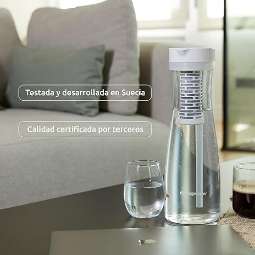 Tappwater Premium Water Filter Pitcher PitcherPro with SMR - 1,45L Glass Water Pitcher, Instant Filtration with Added Essential Minerals, removes limescale and +80 substances, Elegant Design