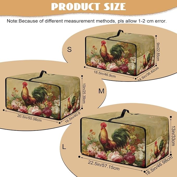 Air Fryer Toaster Oven Dust Cover Dust Protection Countertop Convection Oven Cover Stain-resistant Kitchen Appliance Protector, L, Chicken Rooster Vintage Floral