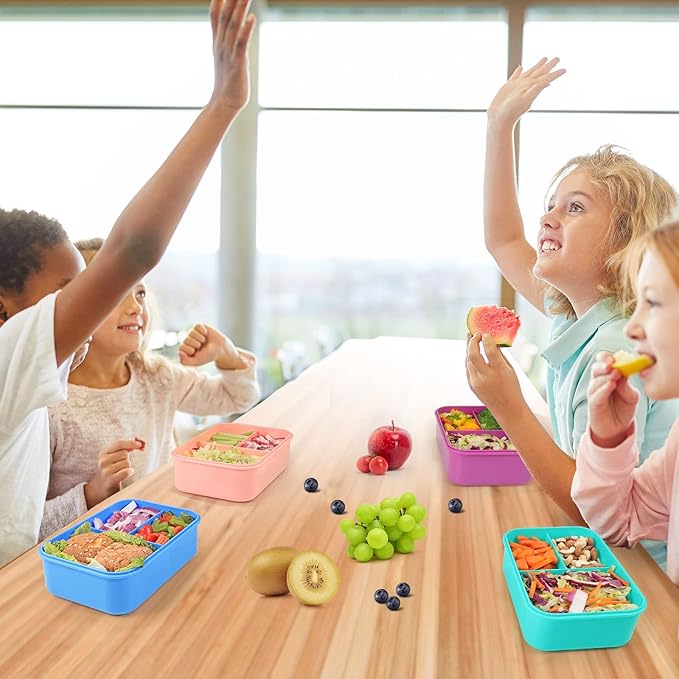 Caperci Classic Bento Box Adult Lunch Box for Older Kids - Leakpoof 47 oz 3-Compartment Lunch Containers for Adults and Teens, Built-in Utensil Set, Ideal for On-the-Go Balanced Eating, Aqua