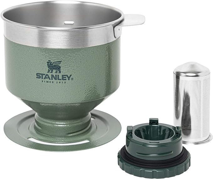 STANLEY Perfect Brew Pour Over | Manual Single Cup Coffee Maker | Drip Coffee Maker with Reusable Filter | Easy Clean Stainless Steel | BPA-Free | Hammertone Green