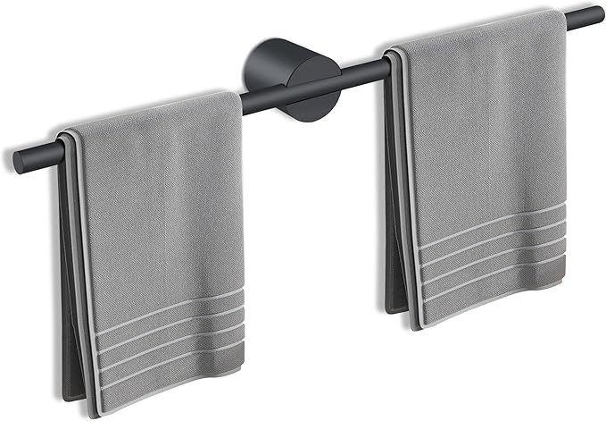 Adjustable Length Stainless Steel Towel Rack - 18-24 Inch Fit, 26.4 Inch Total Length - Matte Black 304 Stainless Steel Towel bar for Bathroom & Kitchen