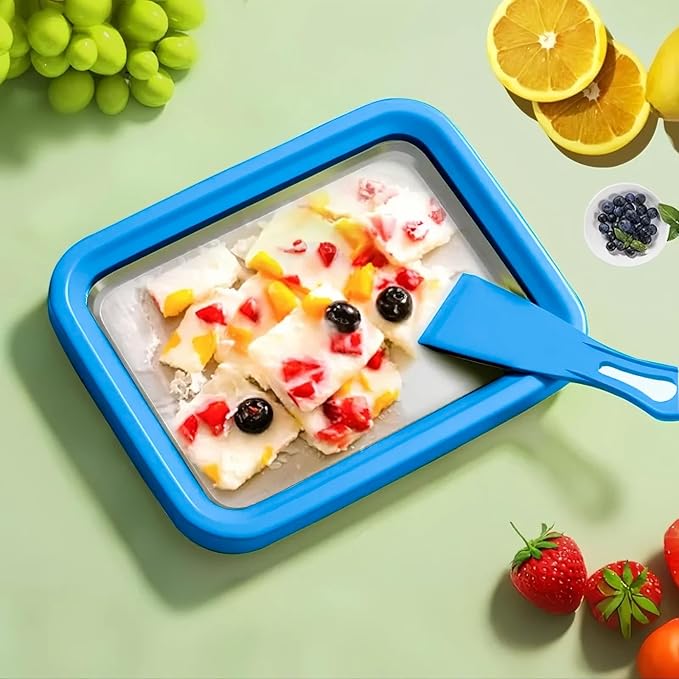 Ice Cream Roll Maker Rolled Ice Cream Machine, Sweet Spot Pan, Instant Cold Plate, Ideal for Making Rolled Ice Cream Soft Serve Slushies Frozen Yogurt Sorbet and Gelato (Summer Blue)