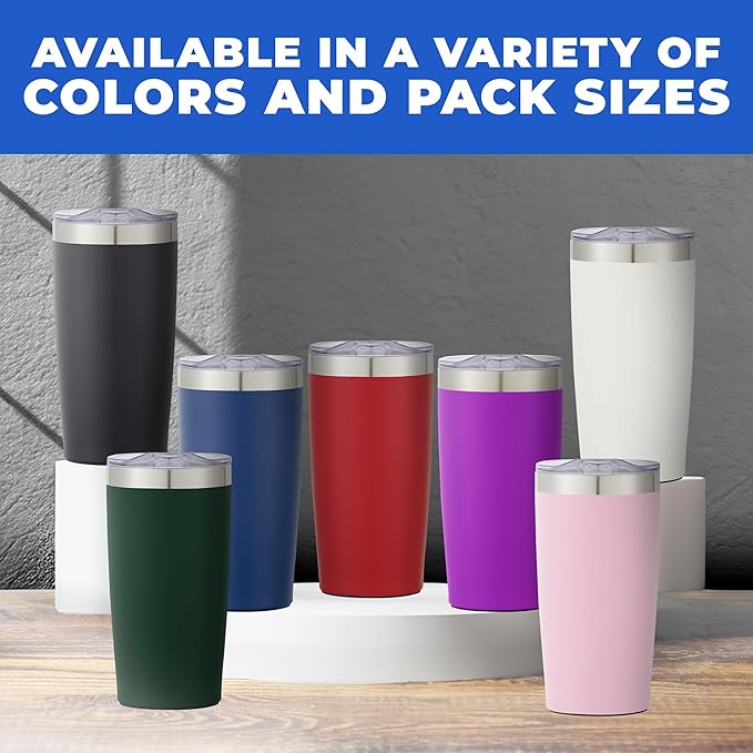 12 Ct of 20 Oz Two-Tone Himalayan Stainless Steel Tumbler with Lid – Navy Blue – Customizable Insulated Cups for Water, Coffee, Hot & Iced Drinks – Great for DIY, Events, Work