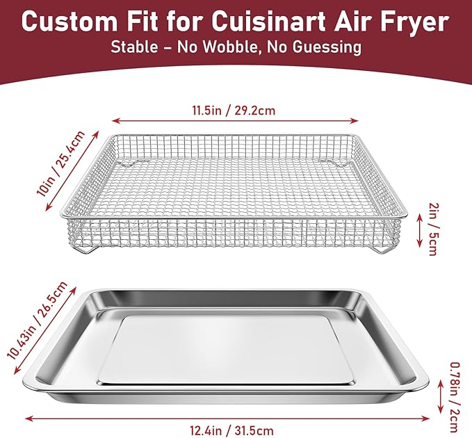 Air Fryer Tray Replacement for Cuisinart TOA-60/TOA-65/TOA-70 Oven, Stainless Steel Air Fryer Basket and Tray for Ninja Combi Cooker SFP701 Air Fryer Basket for Oven Air Fryer Pan Accessories for Oven