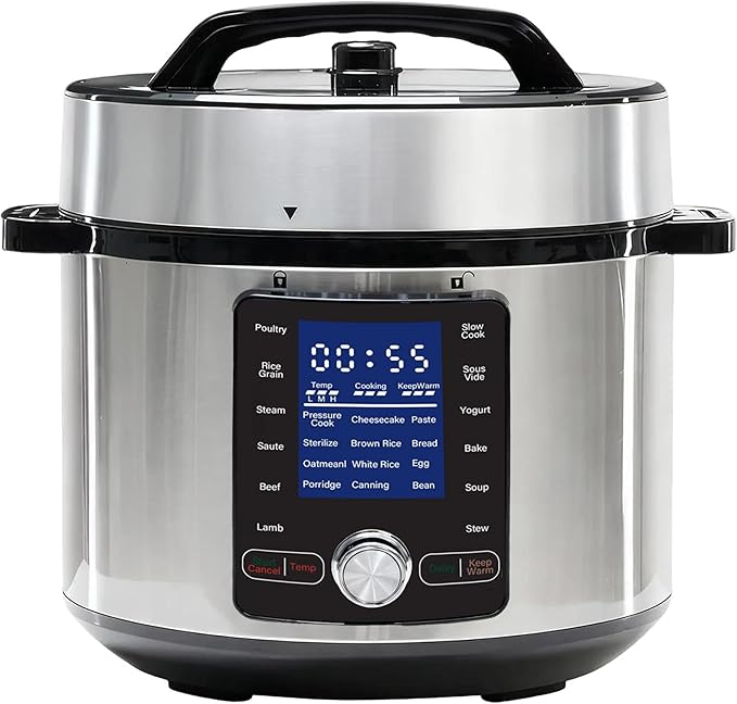 Simple Deluxe 6.34Qt 24-in-1 Electric Multi Cooker, Stainless Steel Pressure Cooker with Non-Stick Pot, Ideal for Slow Cook, Steam, Rice, Bake, Porridge, Meat & Poultry, Dishwasher Safe, Silver
