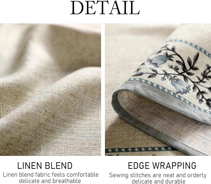 ISAENNE Designer Vintage Linen Elegant Square Table Cloth,Chinoiserie Floral Tablecloth,Wrinkle Resistant Decor Table Cover for Dining Thanksgiving Kitchen Christmas,67"*67"-Segerman B