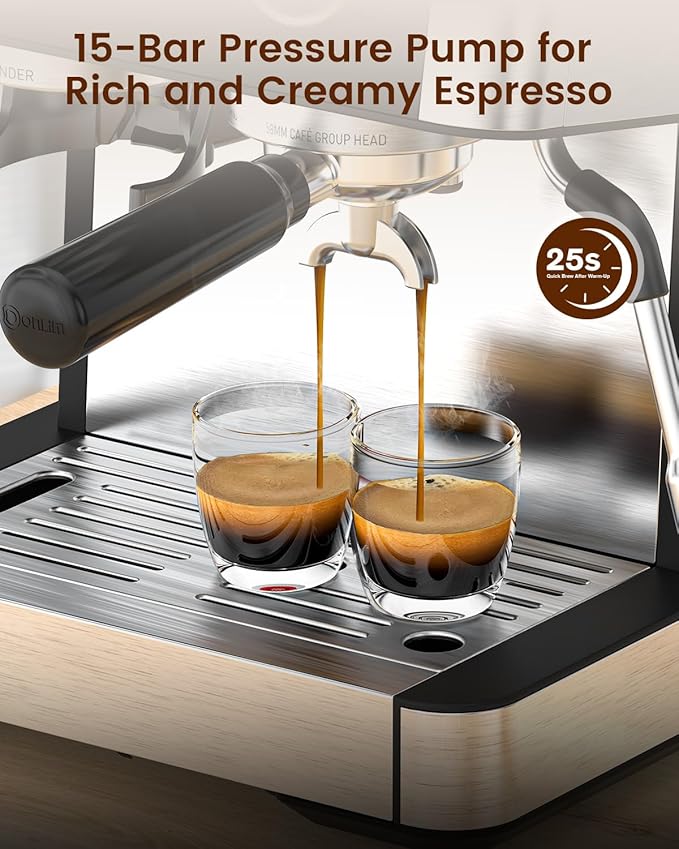 Electactic(2026 Upgrade Espresso Machine with Grinder, Expresso Coffee Machines with Built-in Anti-Clog Coffee Grinder/Milk Steam Wand, Expresso Machines for Home Perfect Cappuccino Latte-Satin Black