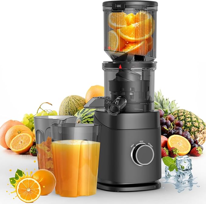 Juicer Machines, Cold Press Juicer Professional for Maximum Nutrients & High Yield, Ultra-Quiet Motor Efficient with Leafy Greens to Hard Vegetables, Easy to Clean Design, Black