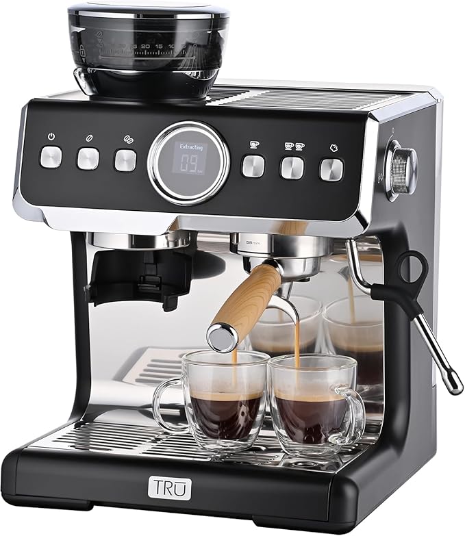 Tru Fully Automatic 19 Bar Espresso Machine with Grinder