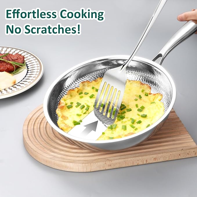 Lazycorner Kitchen Utensils Set, 11pcs Stainless Steel Cooking Utensils Set with Holder, Metal Kitchen Set for Cooking with Turners, Potato Masher, Spatula, Spoons, Pasta, Tongs