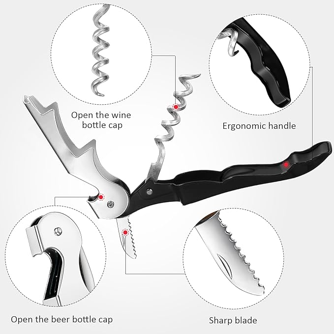 Honoson 40 Pcs Wine Key Opener Corkscrew Bottle Wine Opener Waiter Metal Heavy Beer Corkscrew Serrated Foil Cutter Key for Home Restaurants Bars Waiter Bartenders (Black,White)