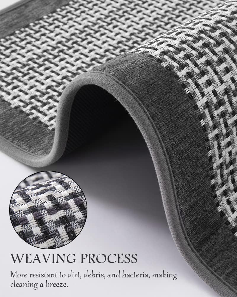 PADOOR Kitchen Mats for Floor, Kitchen Rugs Non Slip Washable, Rubber Backed Kitchen Runner Super Absorbent Kitchen Floor Mat Sink Rug, 20”x47” Grey