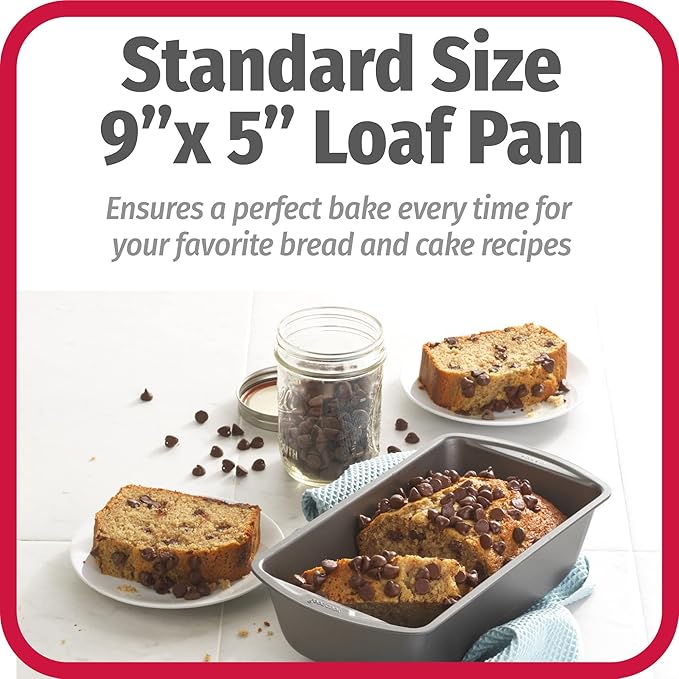 GoodCook Nonstick Loaf Pan Heavy-Duty Steel Bakeware with Easy-Clean Non-Stick Coating, Oven & Dishwasher Safe Pan, 9 x 5-Inch, Gray