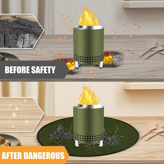 Round Fire Pit Mat Compatible with Solo Stove Mesa Accessories, Fire Proof Mat Compatible with Solo Stove Mesa Table Mat Under Fire Pit,Small Under Grill Mats for Outdoor Grill Table Top Protection