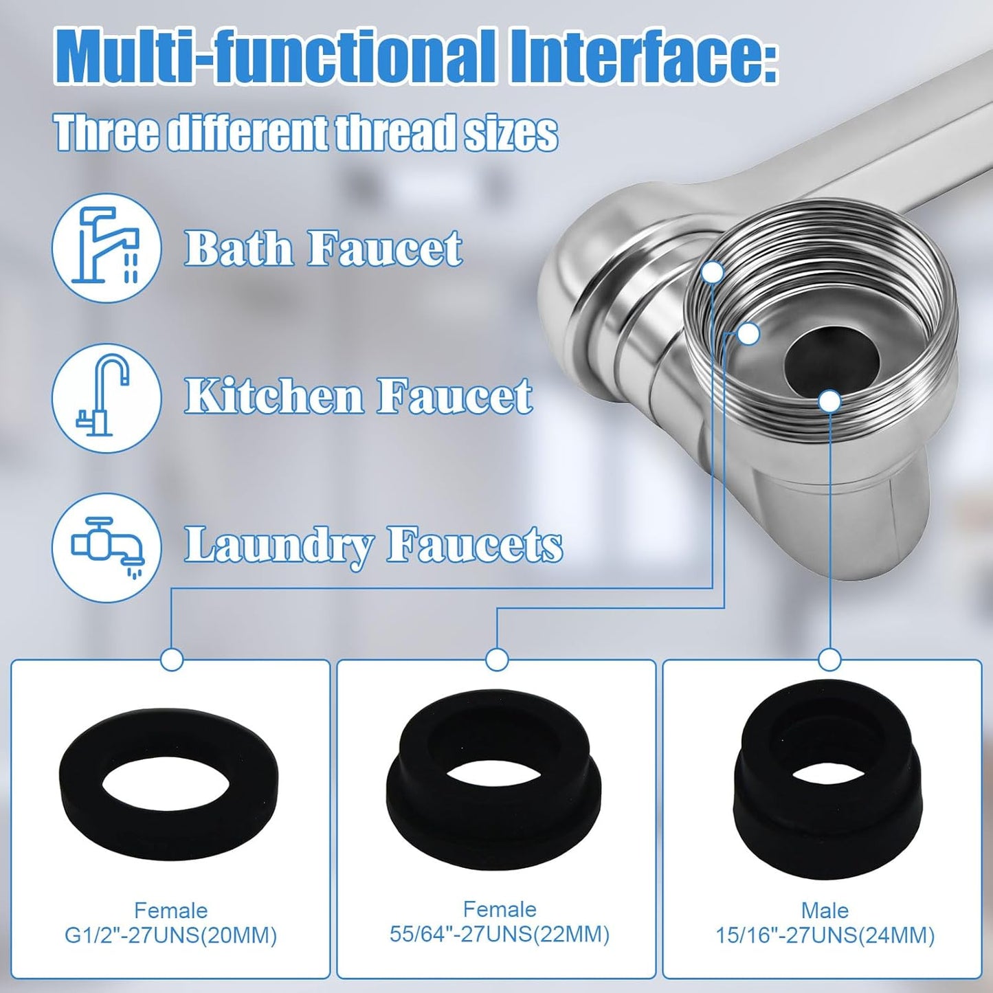 1080° Swivel Faucet Extender, 2 PCS Sink Aerator Attachment with Dual Spray Modes, Rotatable Robotic Arm for Kitchen and Bathroom, Splash Filter Extension for Hand, Face, and Hair Washing
