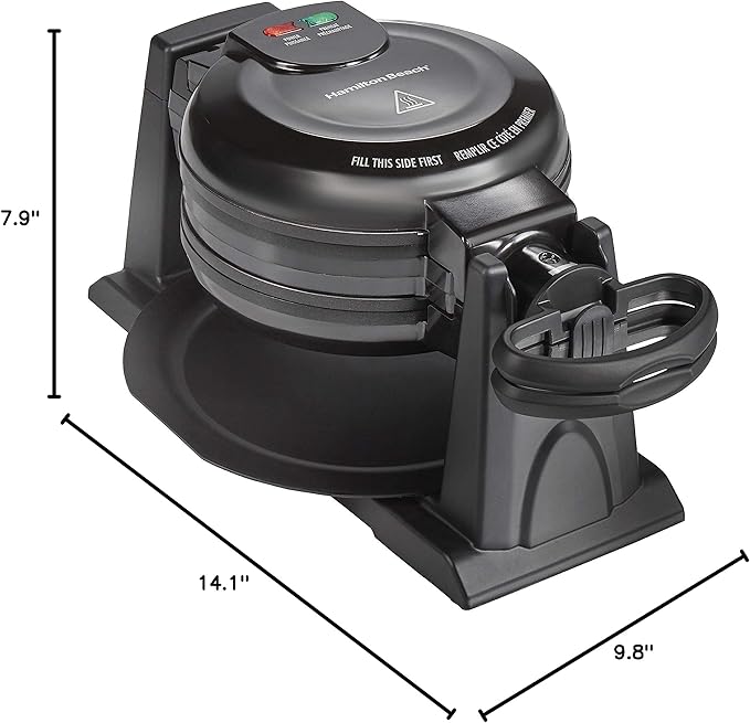 Hamilton Beach 26201 Belgian Waffle Maker with Removable Nonstick Plates, Double Flip, Makes 2 at Once, Black