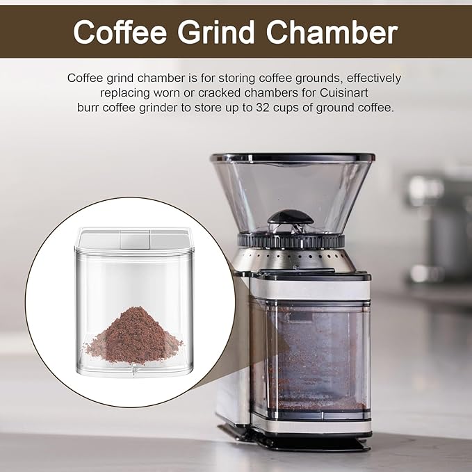 DBM-8GC Grind Chamber With Lid for Cuisinart Burr Coffee Grinder DBM-8P1, Removable Grind Chamber for Food Processor Replacement Parts