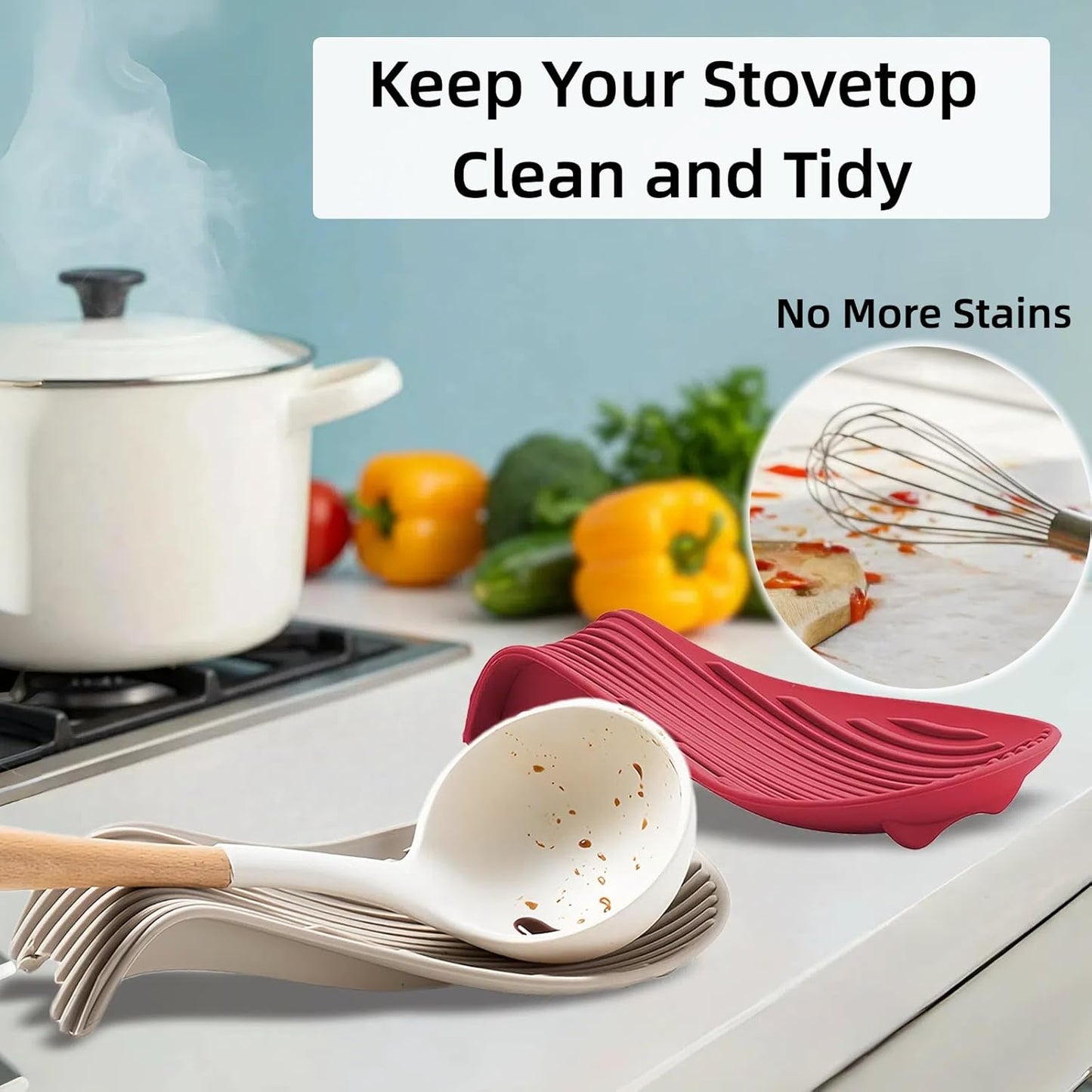 Silicone "Deck Chair" Large Heat-resistant Spoon Rest for Stove Top/Countertop, Reusable Kitchen Cooking Utensil Holder for Spatulas, Ladles, etc., Dishwasher Safe, 9.1 * 4.2 * 1.6in (Black)