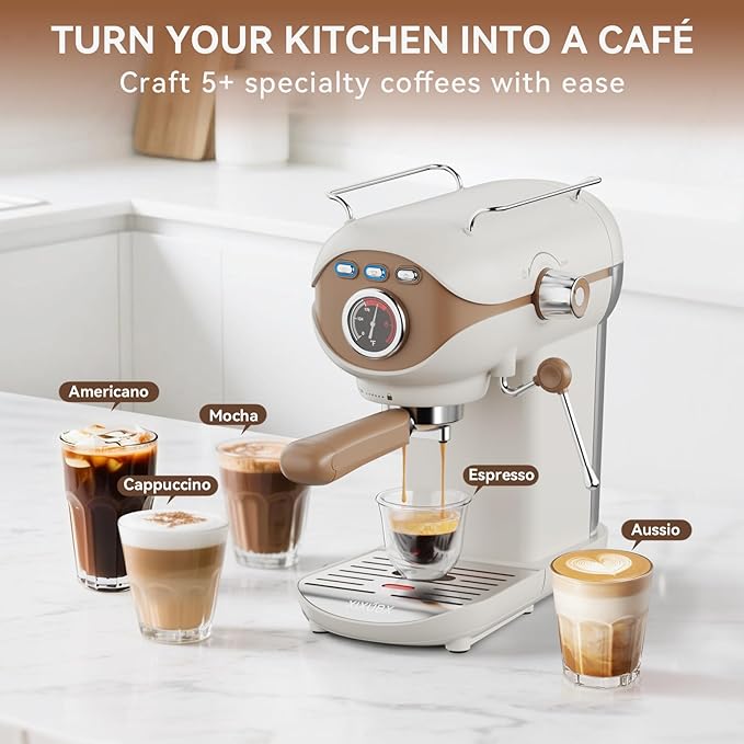 XIXUBX Espresso Machine, 20 Bar Pump Temperature Control, Compact Espresso Maker with Steam Milk Frother, Professional Coffee Makers for Home, Cappuccino Latte Machine, Gifts for Coffee Lover