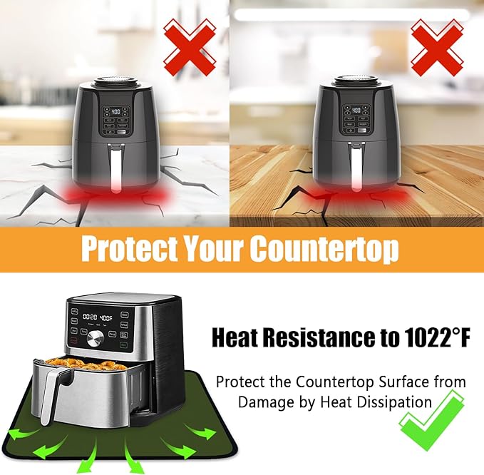 Heat Resistant Mat 12x14in, Hot Pads for Kitchen Counter Heat Protector, Mat for Under Air Fryer and Coffee Machine, Appliance Pad