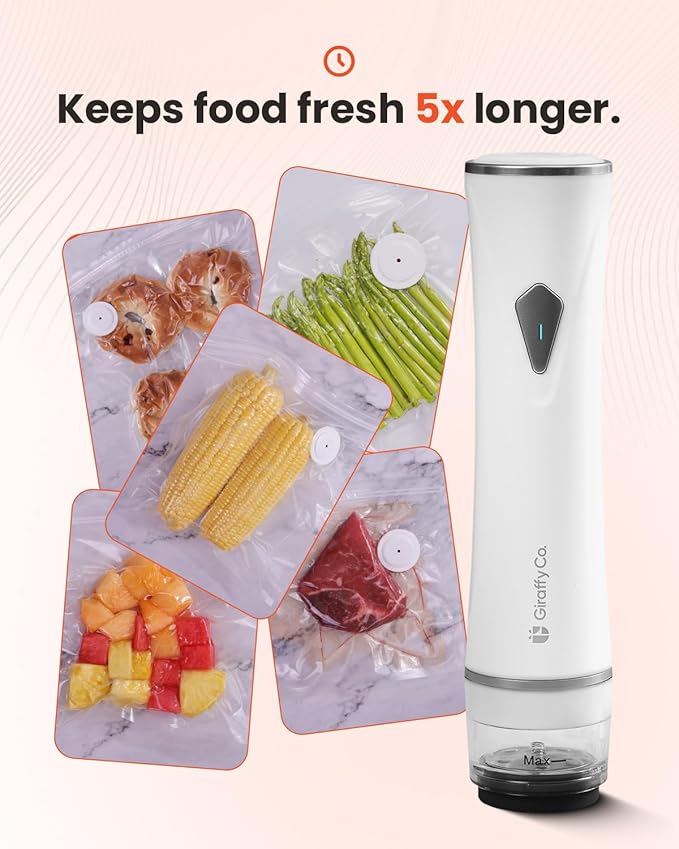 Cordless Handheld Vacuum Sealer Machine for Food (Machine Only), Portable Vacuum Sealer with Visible Water Tank for Reusable Valve Vacuum Bags, Meal Prep & Freezer Storage
